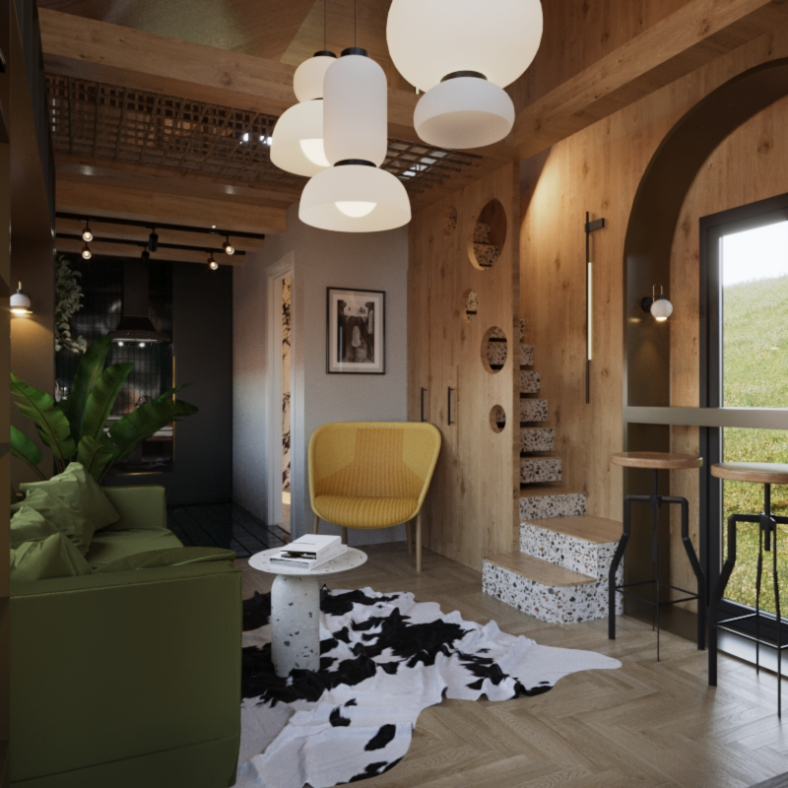 Cottage in the woods - interior design photo