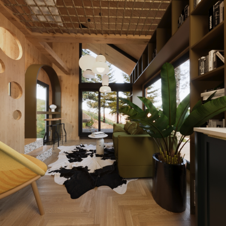 Cottage in the woods - interior design photo