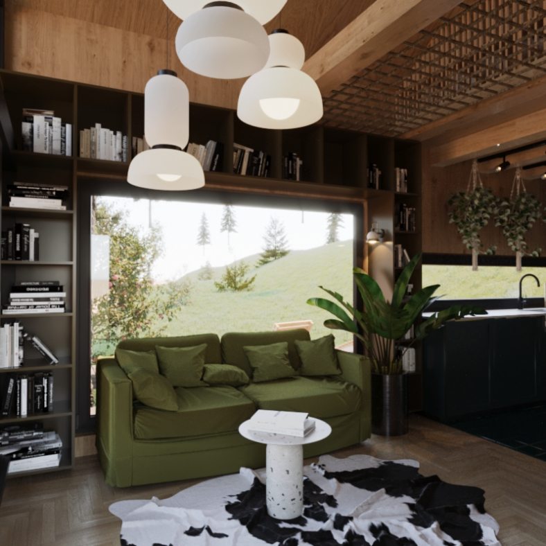 Cottage in the woods - interior design photo