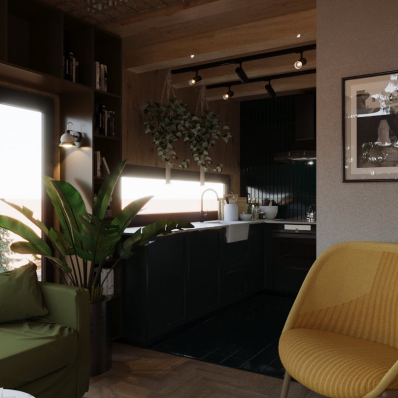 Cottage in the woods - interior design photo