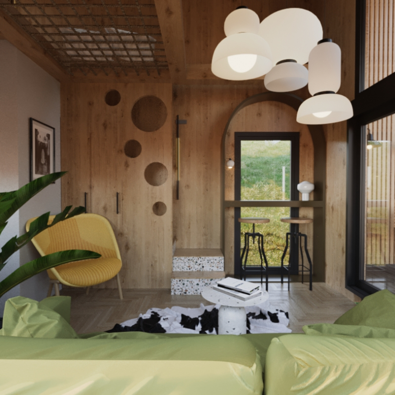 Cottage in the woods - interior design photo